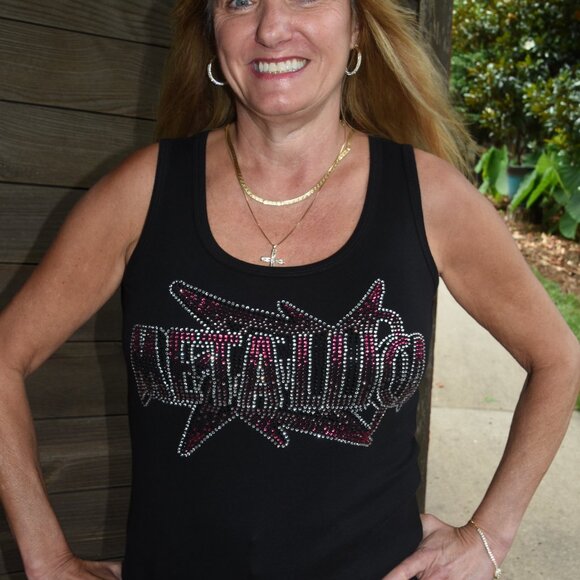 Metallica rhinestone bling black sleeveless tank sz XS S M L XL XXL 1X2… - Picture 7 of 12
